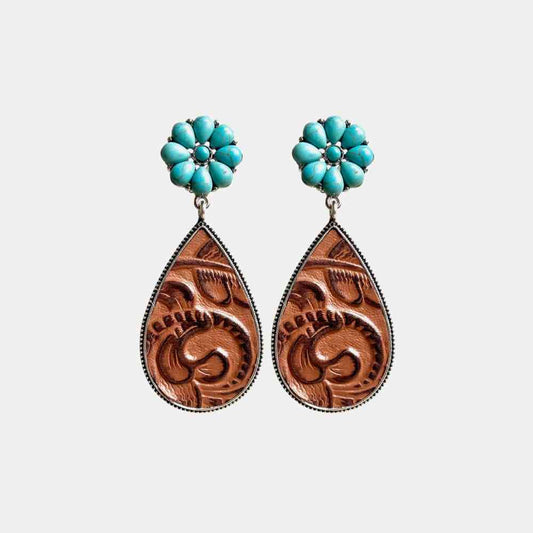 Boucles d'oreilles en forme de goutte de fleur turquoise