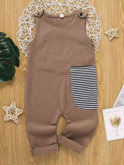 Combinaison sans manches en tricot gaufré contrasté à rayures pour enfants