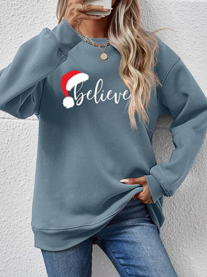 Sudadera de manga larga con gráfico BELIEVE