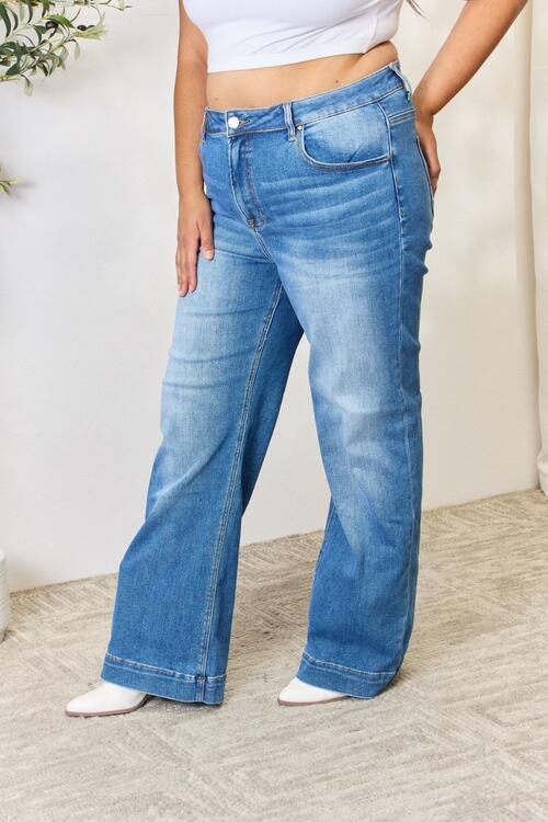 RISEN Jean droit taille haute pleine taille