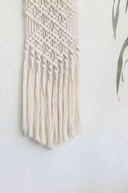 Colgante de pared con flecos de macramé