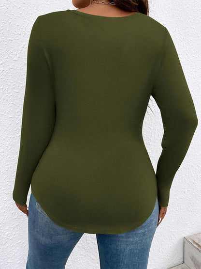 Plus Size V-Neck Long Sleeve T-Shirt