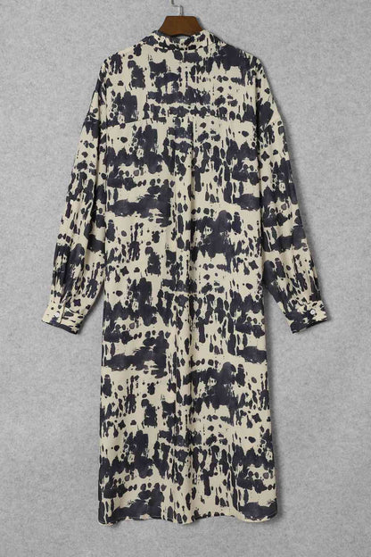 Printed Collared Neck Shirt Dress