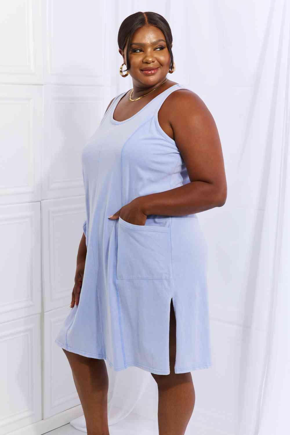 HEYSON Look Good, Feel Good Robe décontractée sans manches délavée pleine taille en pervenche