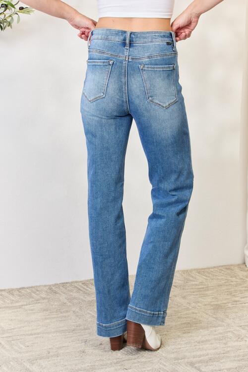 RISEN Jean droit taille haute pleine taille