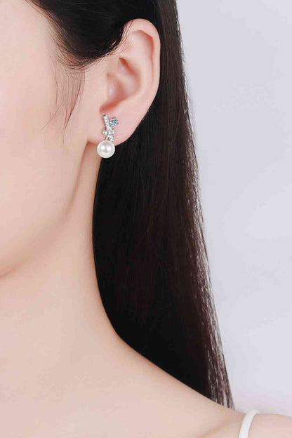 Aretes de moissanita con perlas