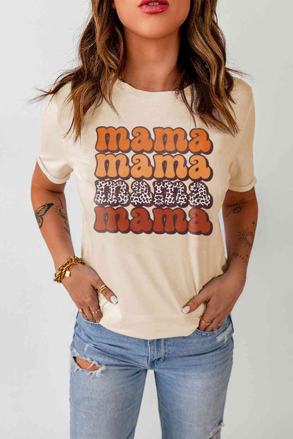 T-shirt graphique MAMA à manches retroussées