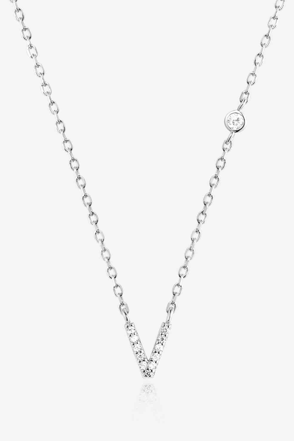 Collier en argent sterling 925 avec zircon V à Z