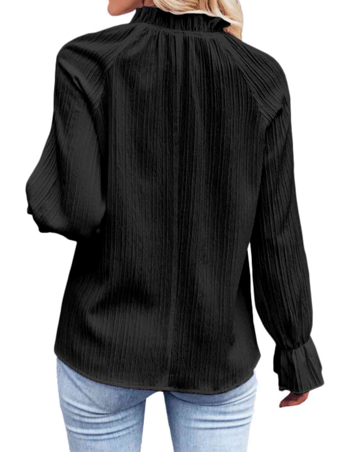 Blusa de manga con volante de canalé