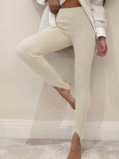 Legging côtelé taille moyenne