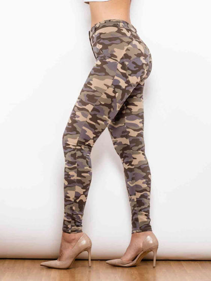 Leggings con botones de camuflaje de tamaño completo