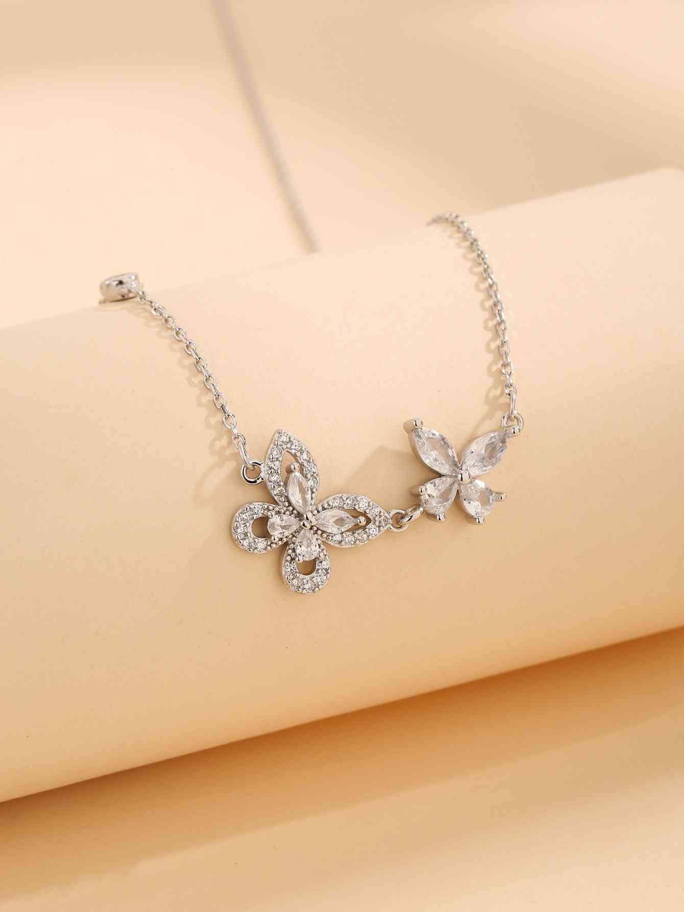 Collier papillon en argent sterling 925 avec zircon