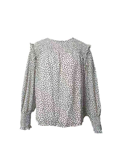 Blusa con cuello redondo y manga farol