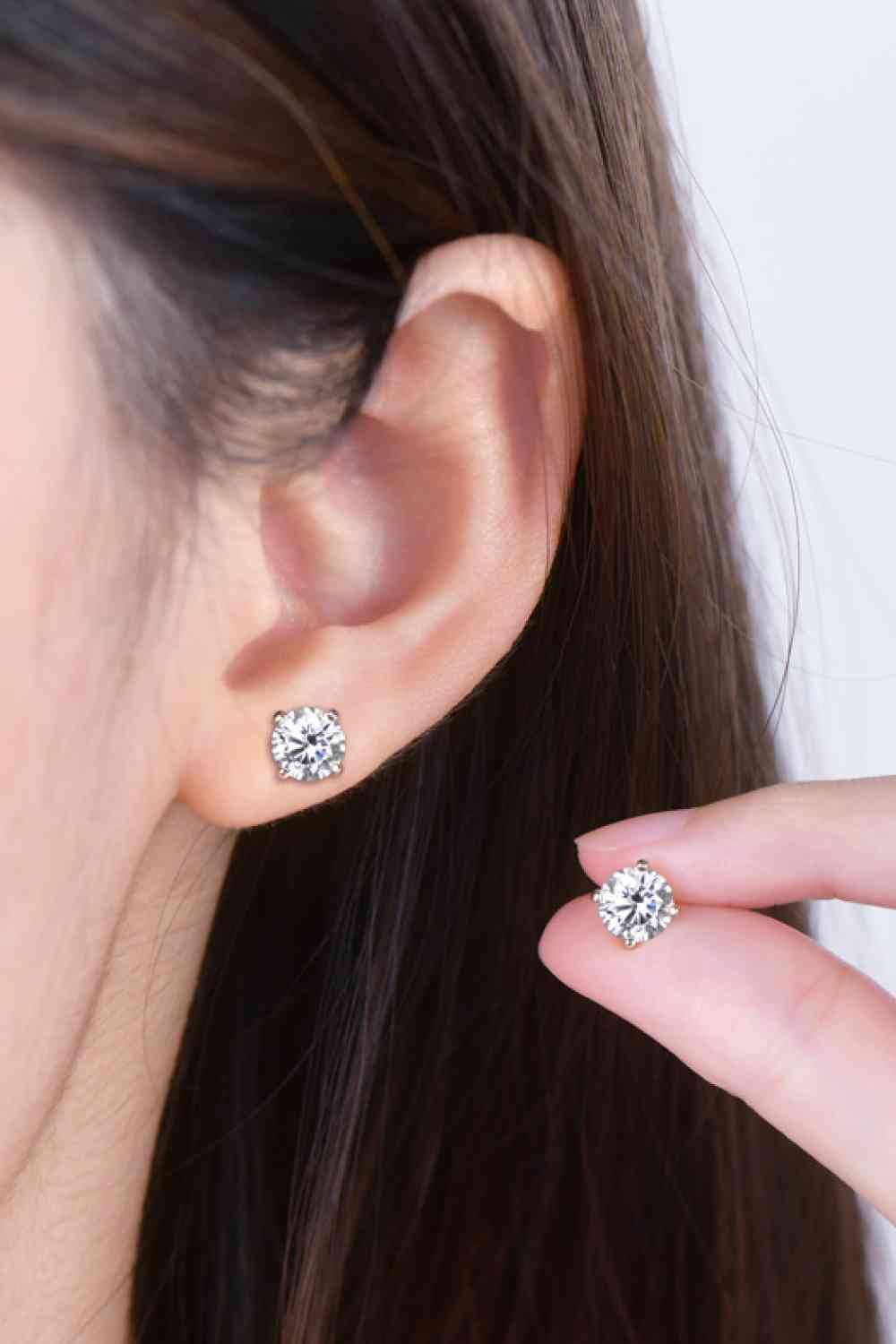 Boucles d'oreilles à tige en argent sterling 925 moissanite 2 carats