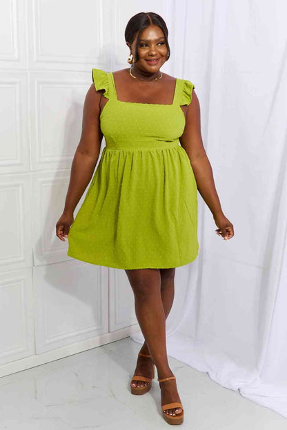 Culture Code Sunny Days Robe Empire Ligne à Manches Volantes Pleine Grandeur en Citron Vert