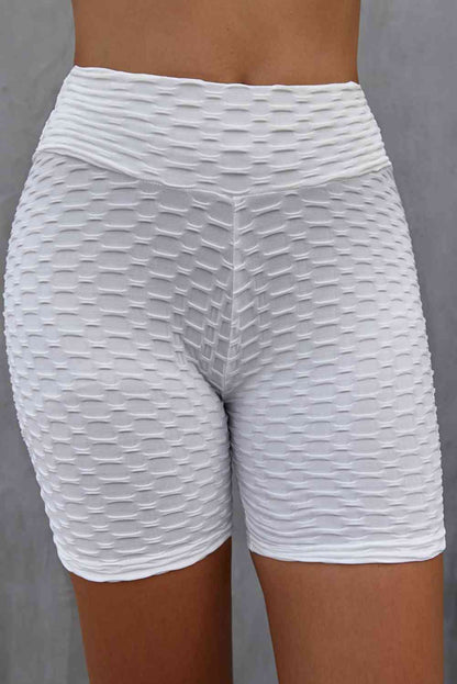 Short motard texturé taille haute