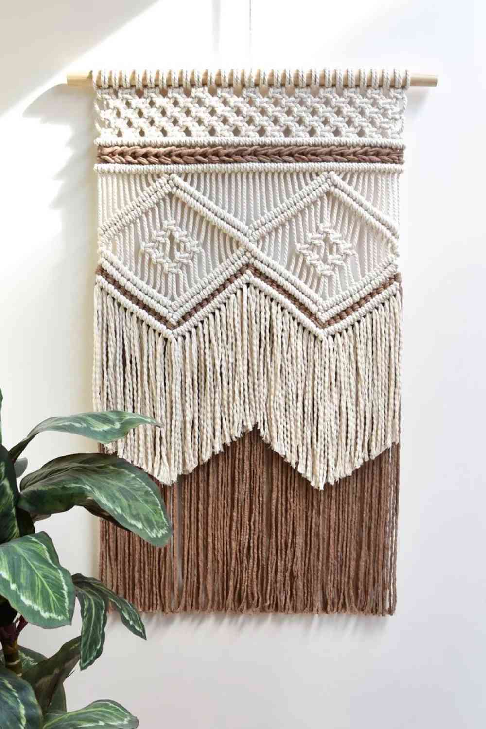 Colgante de pared de macramé hecho a mano en dos tonos