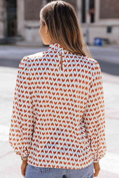 Blusa de manga larga con cuello anudado y estampado de Double Take