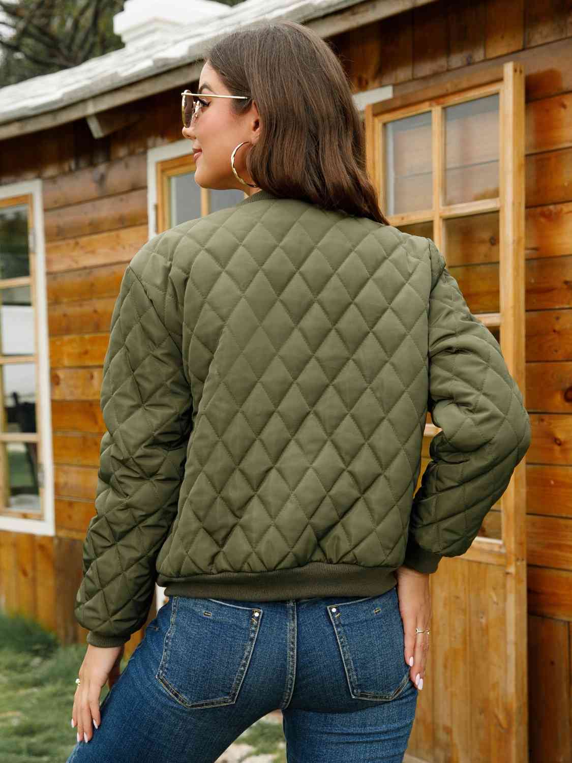 Chaqueta con cuello de béisbol y cremallera