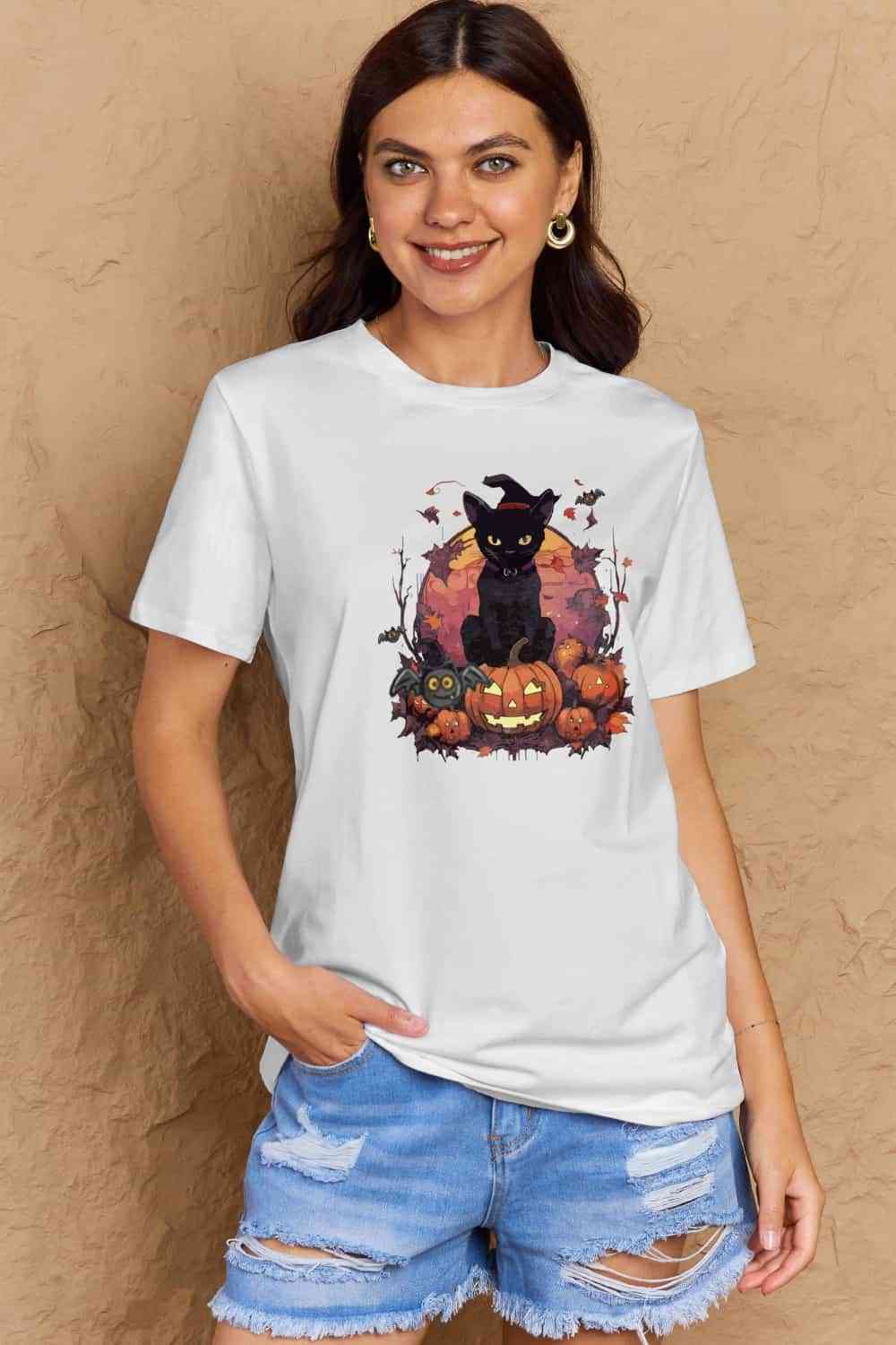 Camiseta gráfica con tema de Halloween de tamaño completo de Simply Love