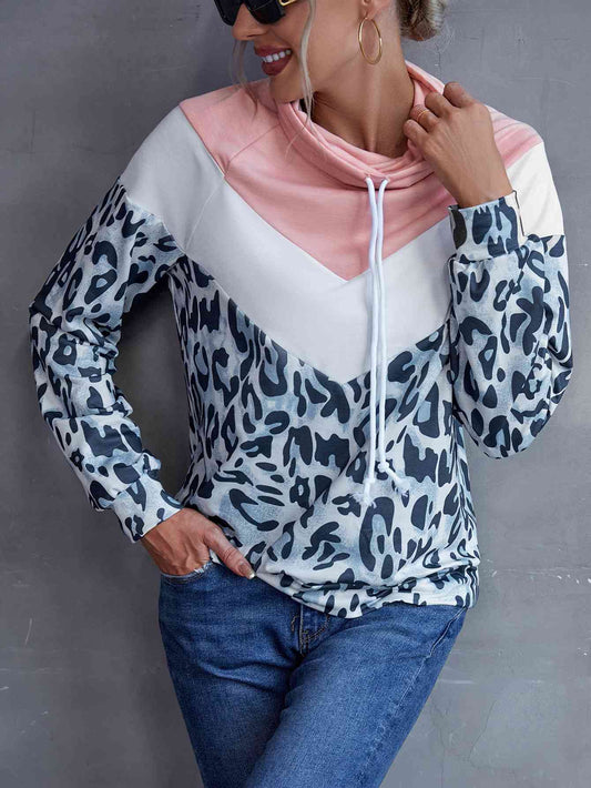 Sweat-shirt léopard à cordon de couleur