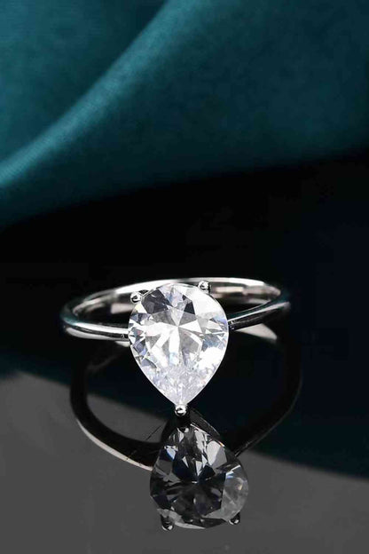 Classic Teardrop 2 Carat Moissanite Ring