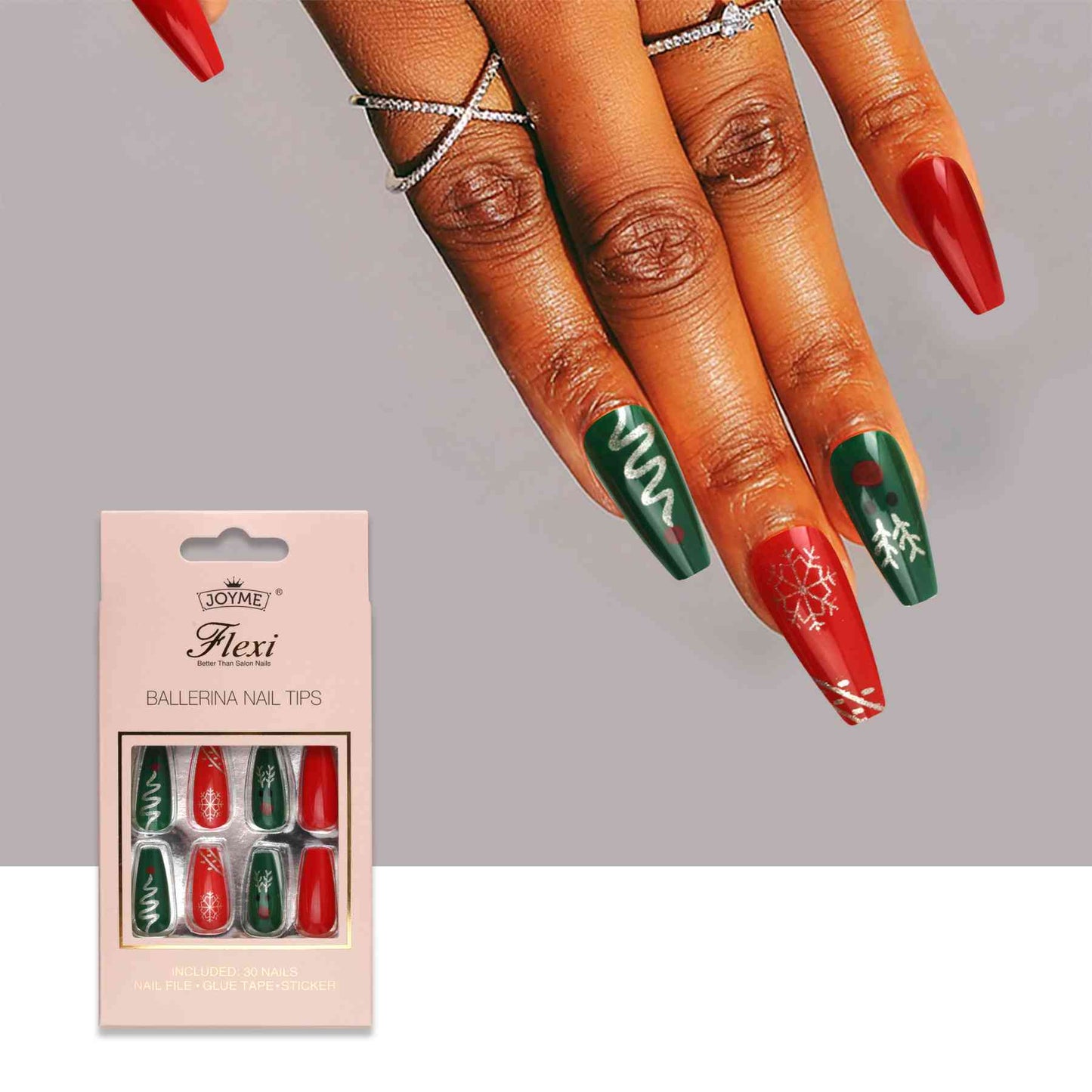 30-Piece Christmas Theme ABS Press-On Nails