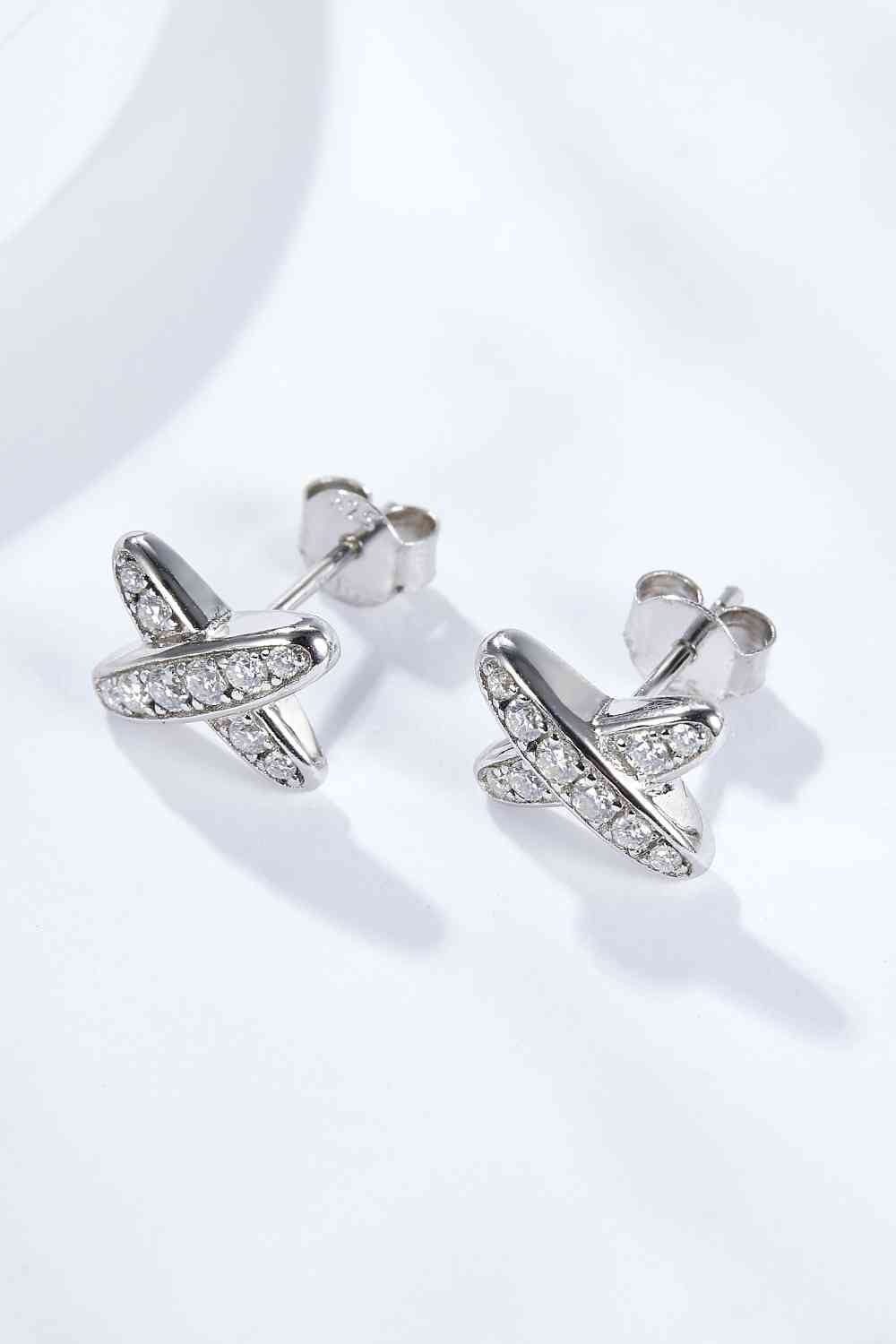 925 Sterling Silver X-Shape Moissanite Earrings