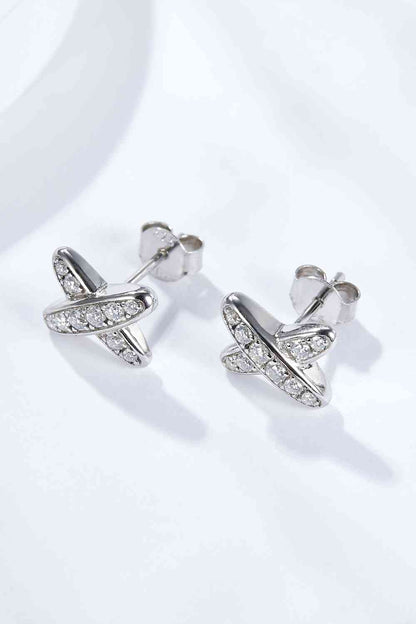 Boucles d'oreilles moissanite en forme de X en argent sterling 925