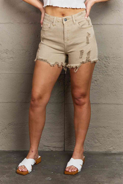 RISEN Katie Short taille haute effet vieilli pleine grandeur en sable