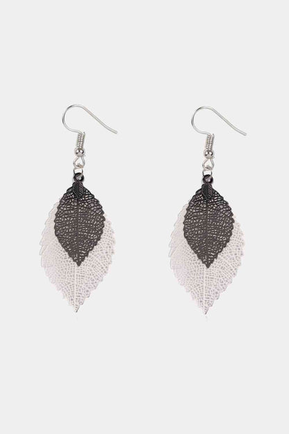 Boucles d'oreilles pendantes en forme de feuille