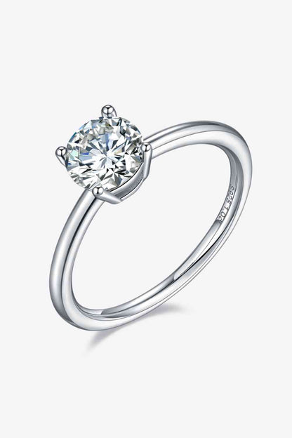 Bague solitaire en argent sterling 925 moissanite 1 carat