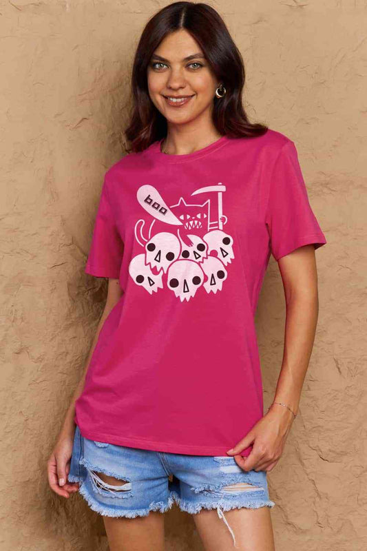 Simply Love T-shirt en coton avec image BOO pleine taille