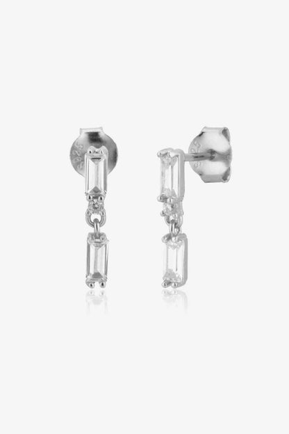 Boucles d'oreilles pendantes en argent sterling 925 avec zircone