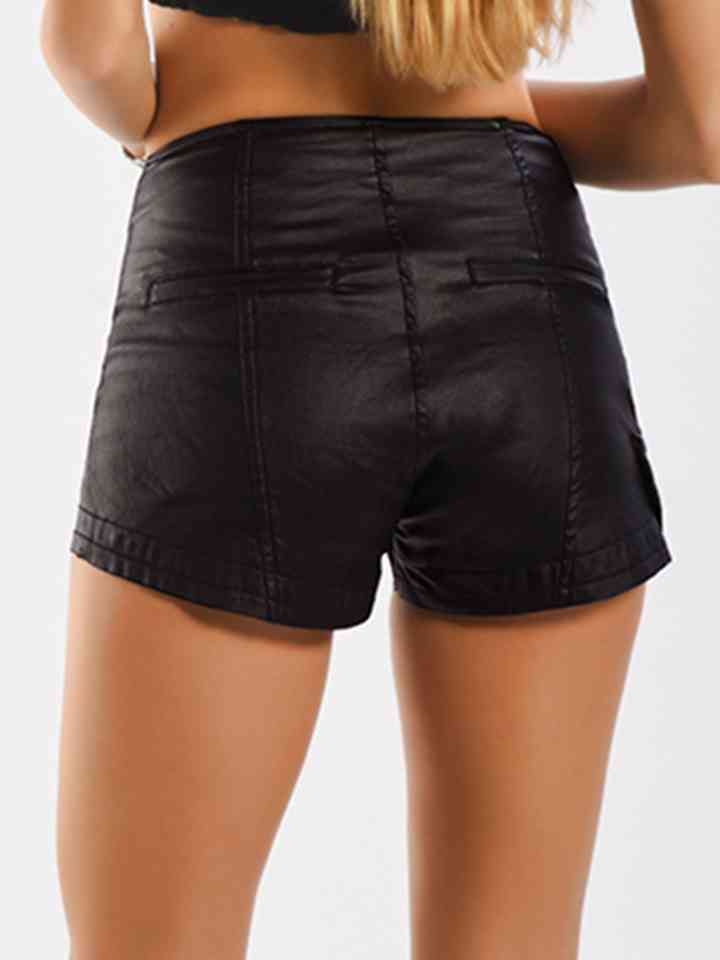 Full Size Zip-Up Slit Shorts