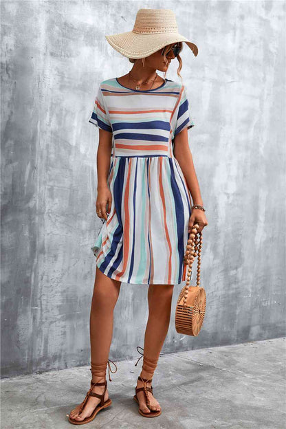 Striped Round Neck Dress