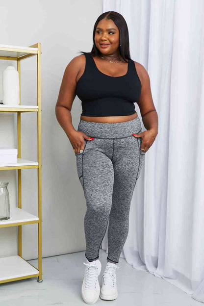 Rae Mode Legging de yoga chiné à large taille pleine taille