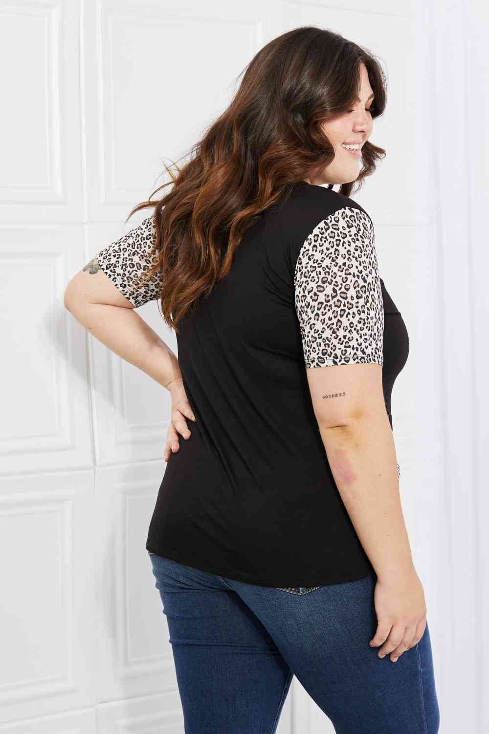 Heimish Full Size Animal Print Contrast Top