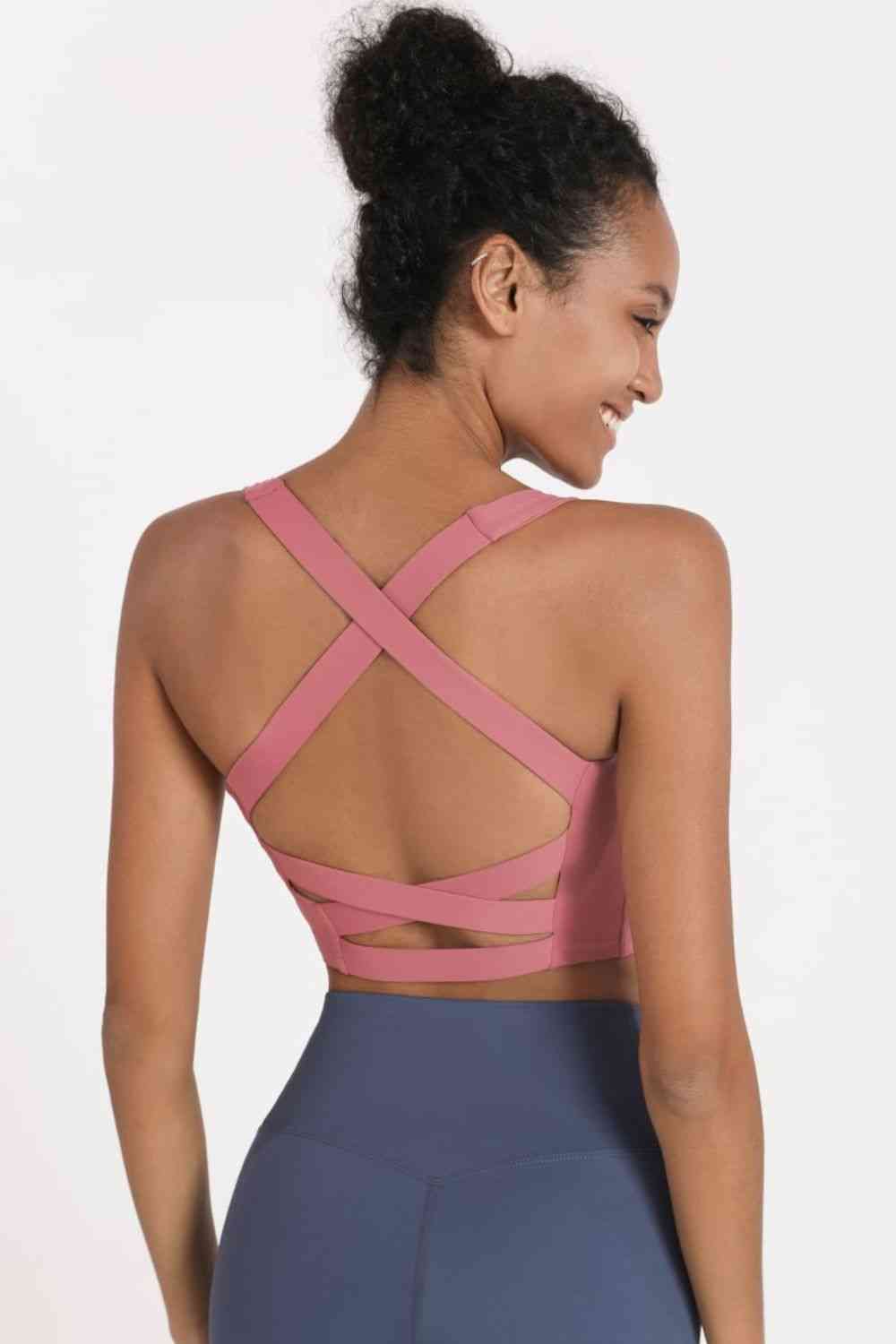 Camisole de sport courte croisée à dos ouvert