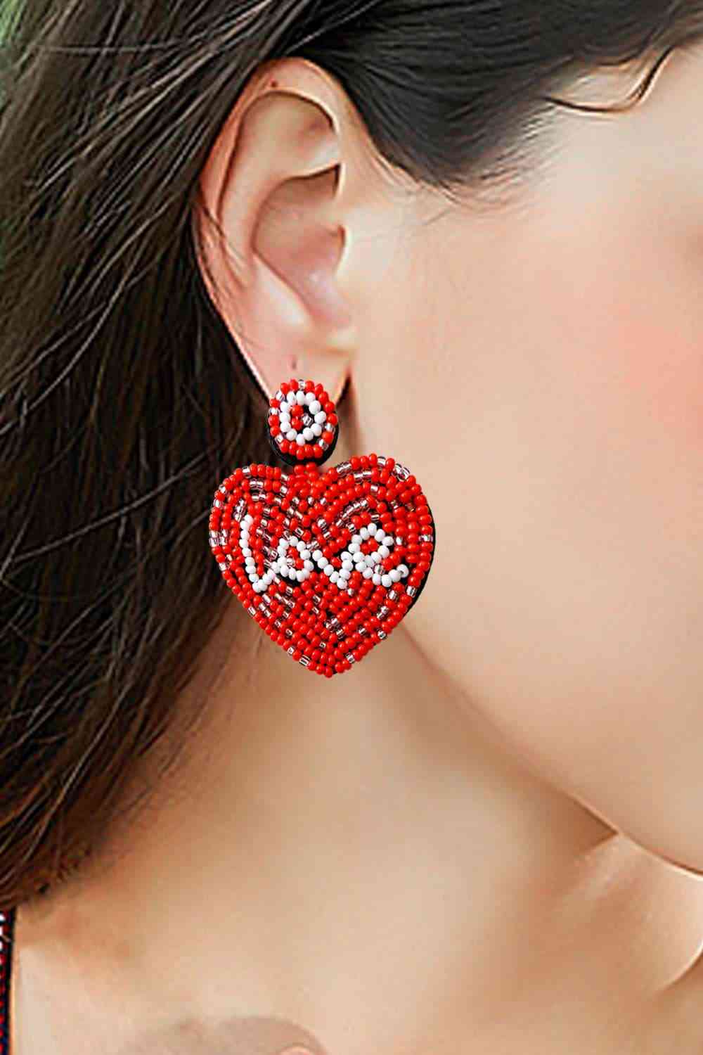 Boucles d'oreilles coeur perlé LOVE