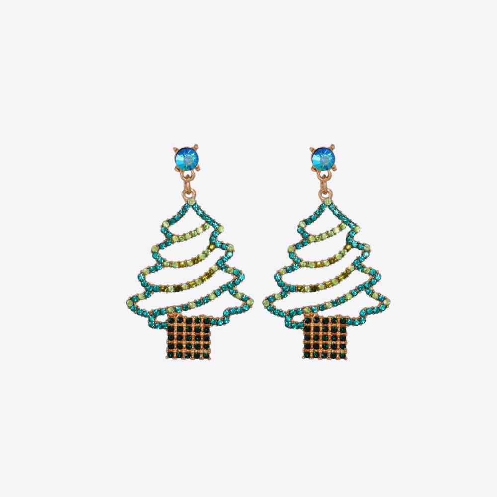 Pendientes de árbol de Navidad de aleación de diamantes de imitación