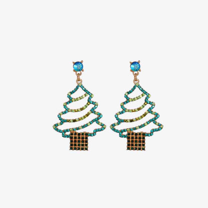 Pendientes de árbol de Navidad de aleación de diamantes de imitación