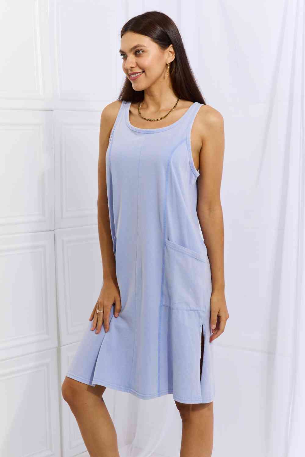 HEYSON Look Good, Feel Good Robe décontractée sans manches délavée pleine taille en pervenche