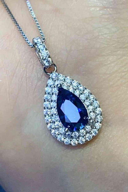 2 Carat Moissanite Teardrop Pendant Necklace