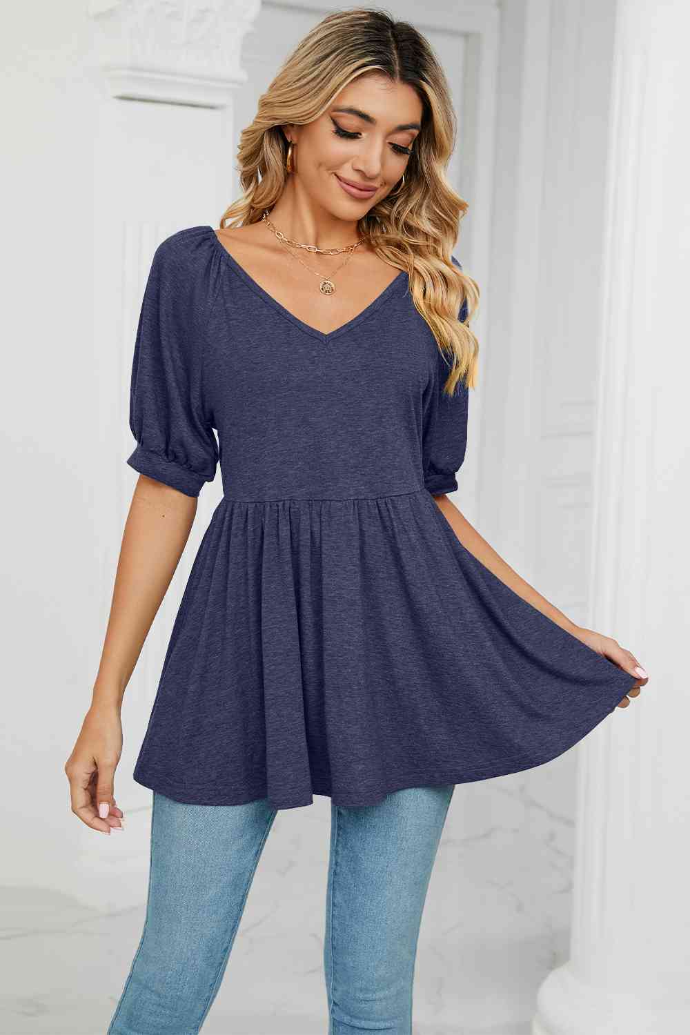 V-Neck Babydoll Top