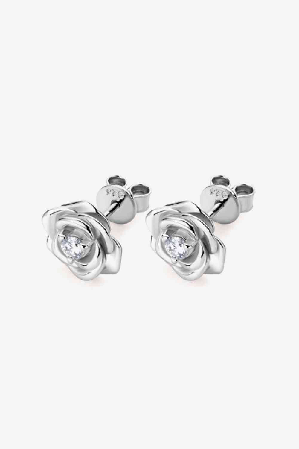 Boucles d'oreilles en argent sterling 925 avec fleur de moissanite adorée