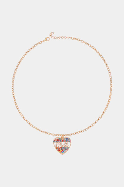 Collier pendentif en strass MA en forme de coeur