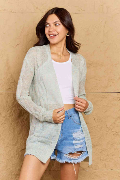 Cardigan pull torsadé OOTD Cozy Era en vert clair