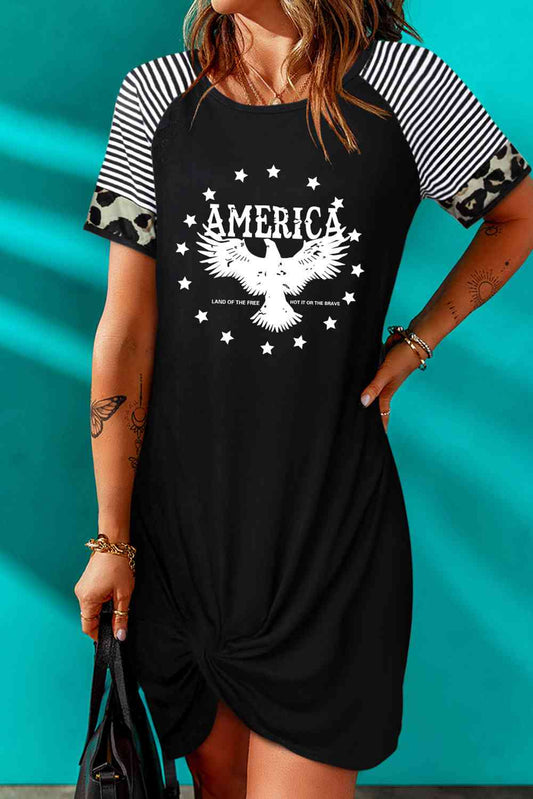 Vestido retorcido con estampado de águila AMERICA