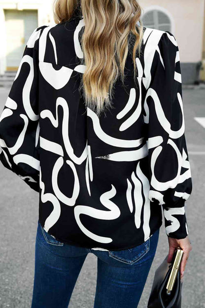 Printed Lantern Sleeve Shirt